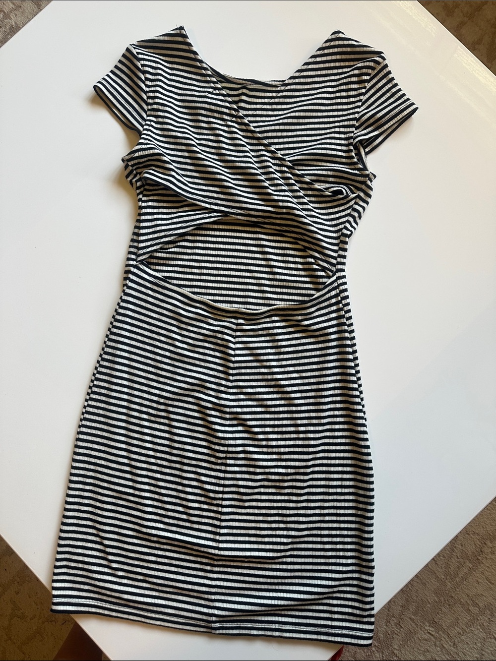 Teeze Me Black and White Striped Mini Dress - Picture 3 of 3